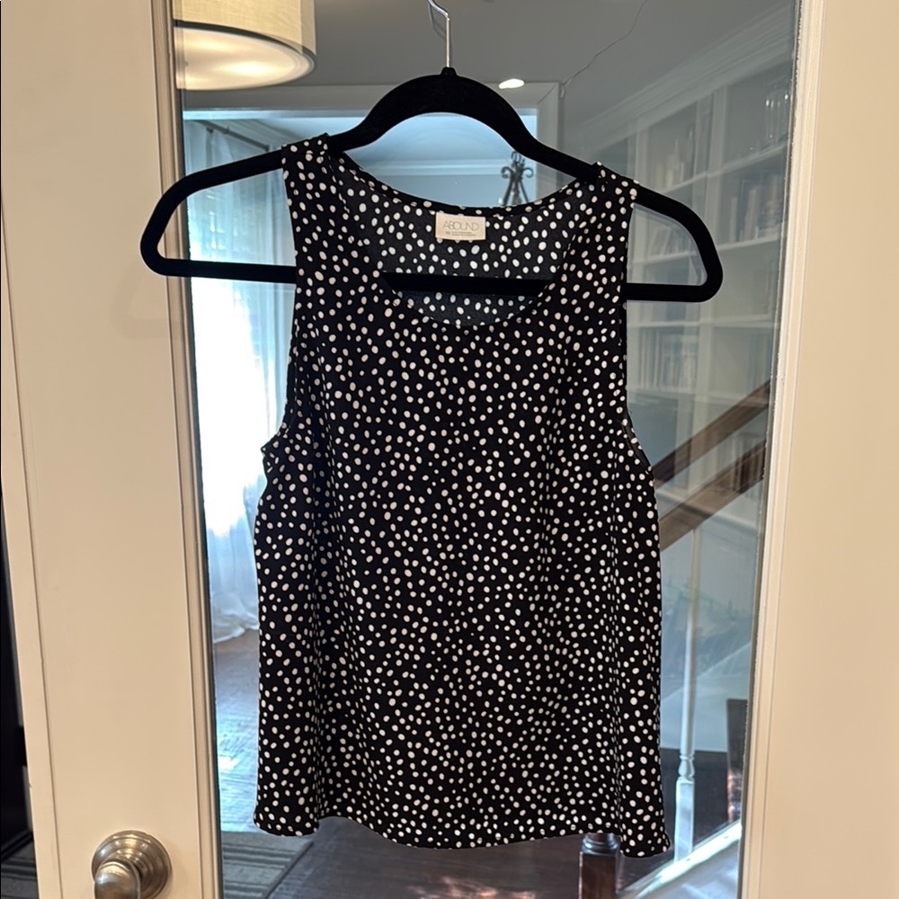 Abound Black and White Polka Dot Sleeveless Top